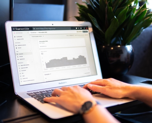 A person reviewing data on google search console