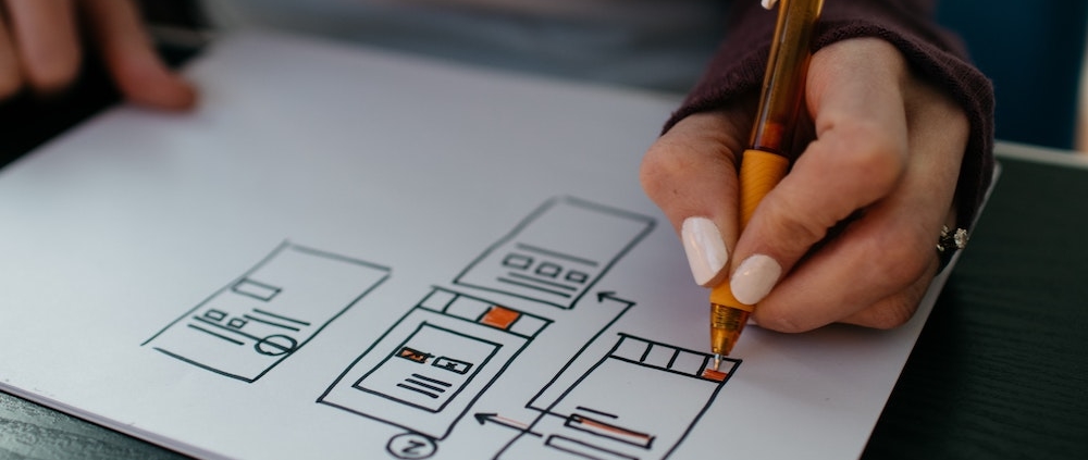 Sketching website landing pages.