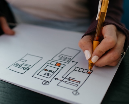 Sketching website landing pages.