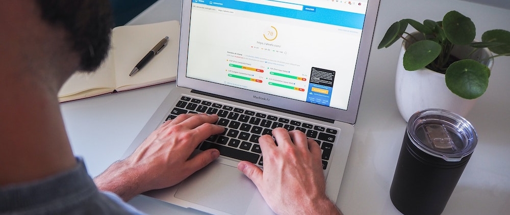 Typing on google search.