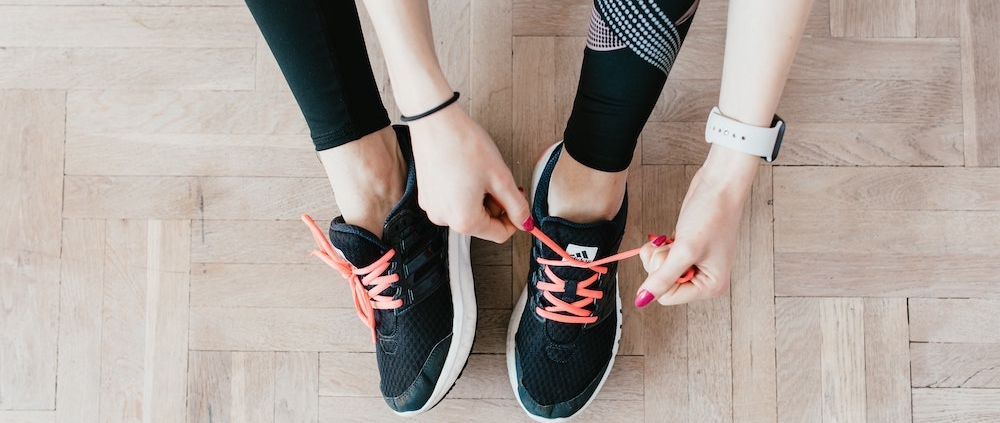 Person getting ready for a jog.