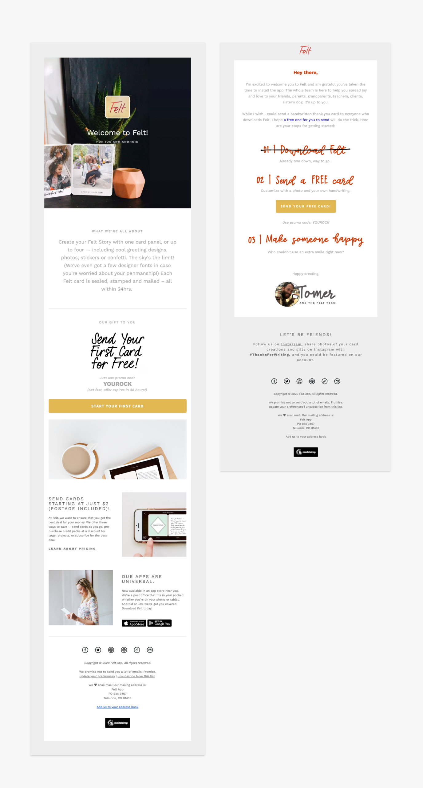 Before and after email examples.