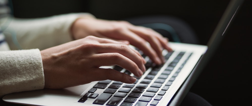 typing on the computer