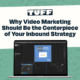 Laptop screen displaying video editing software with the title 'Why Video Marketing Should Be the Centerpiece of Your Inbound Strategy'