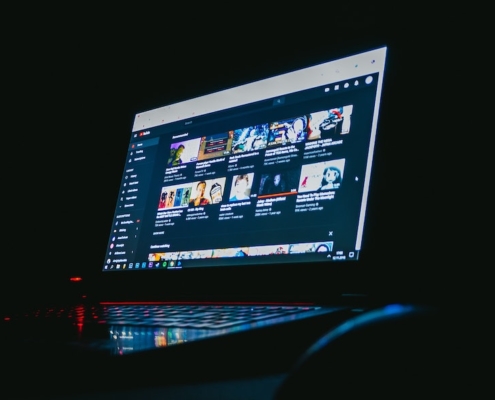 watching youtube on a computer
