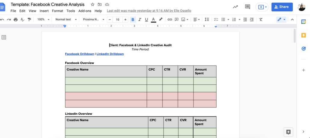 creative analysis worksheet