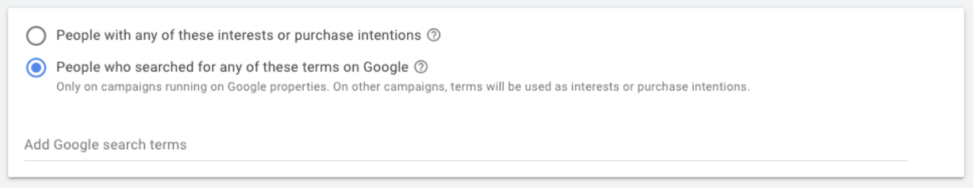 custom intent audiences on YouTube