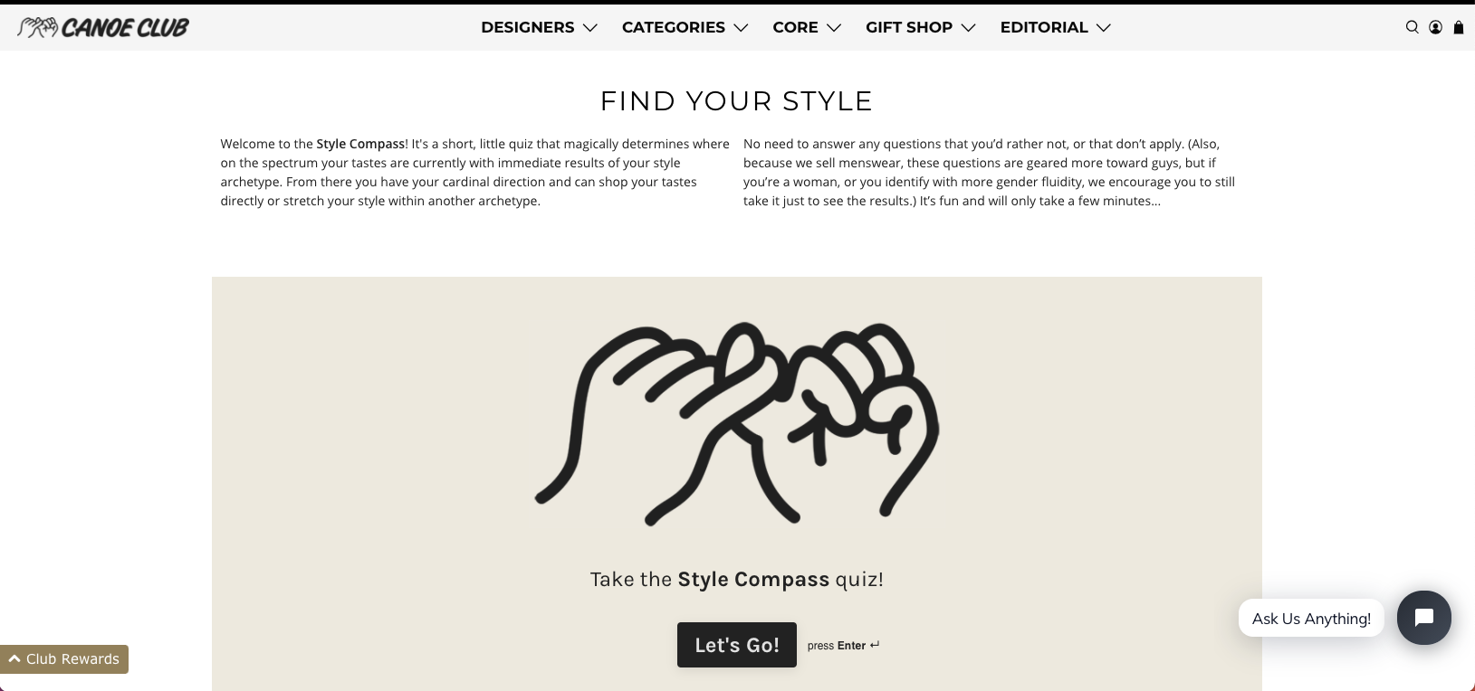 ecommerce quiz example