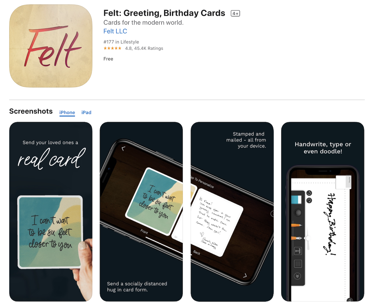 Felt app screenshot.
