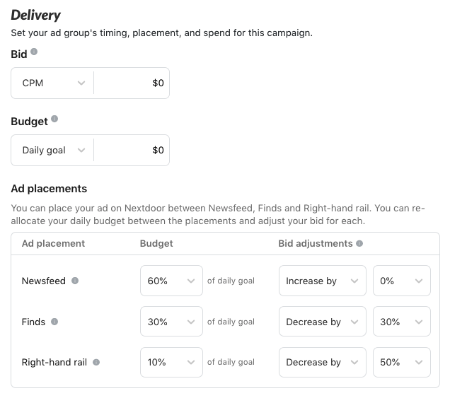 Overview of Nextdoor's Bidding Options