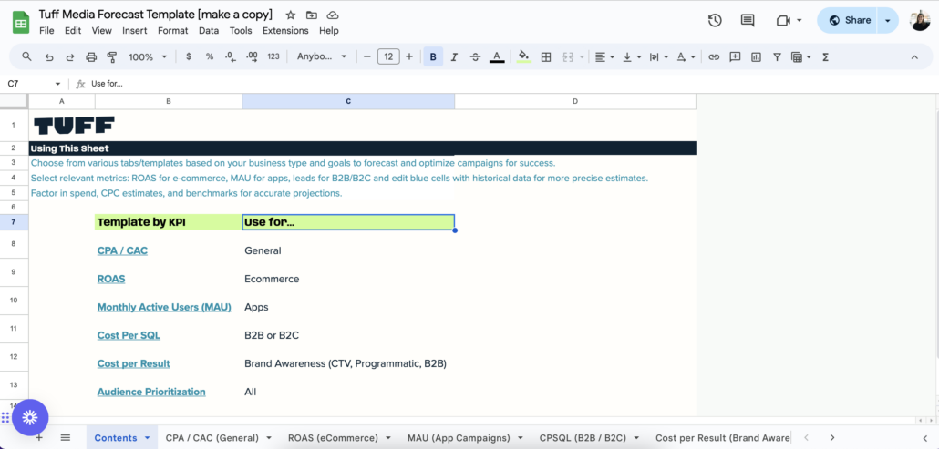 Paid Media Plan Template for Startups
