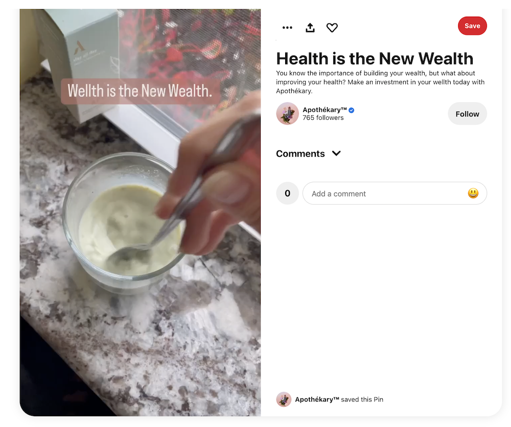 An example of Pinterest ads