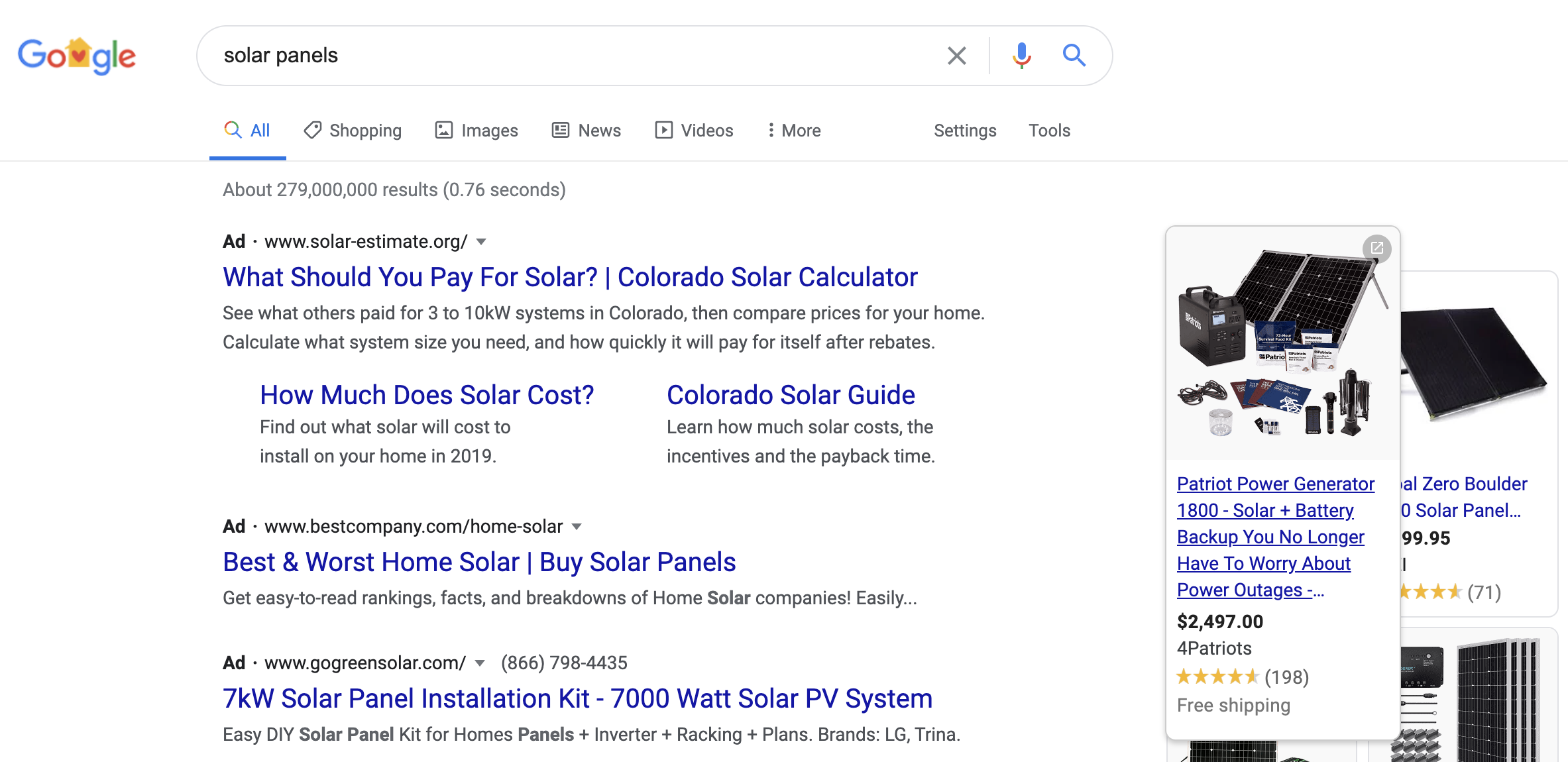Example of Google shopping ad. 