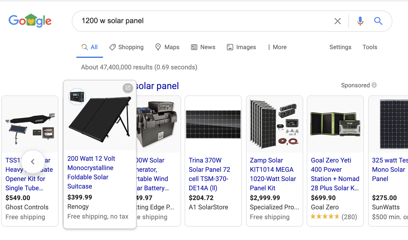 Google ads shopping campaign.