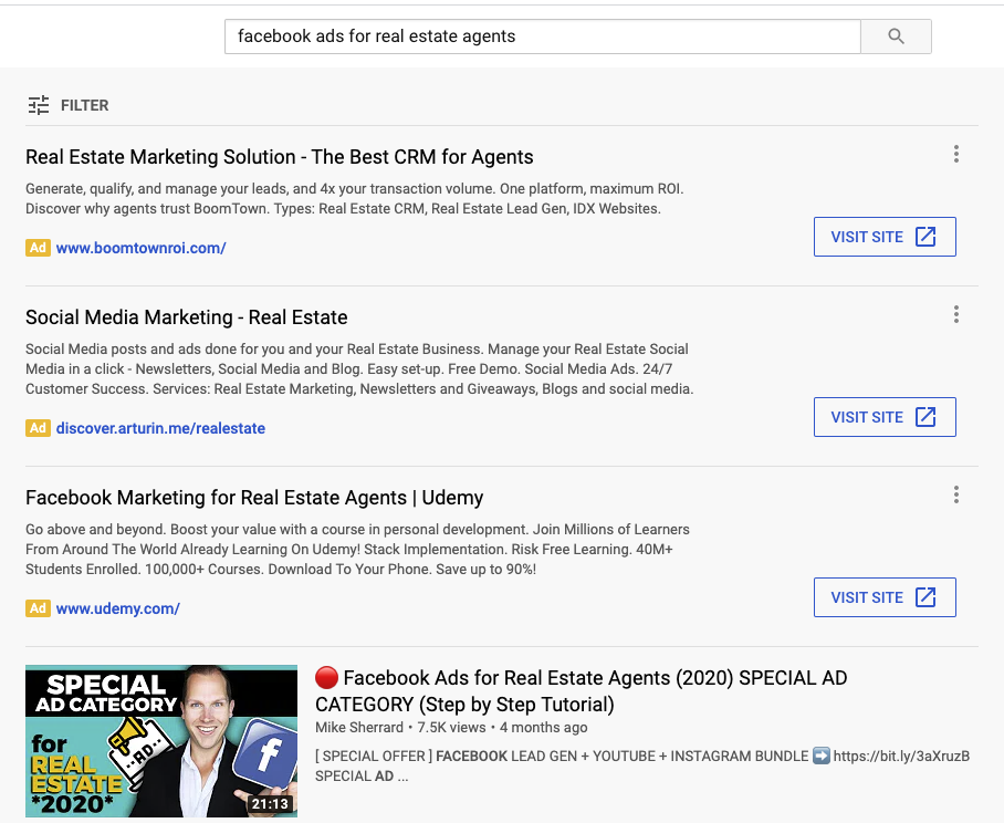Example of keywords in a title of a YouTube video. 