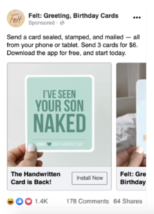 Facebook ad example. 