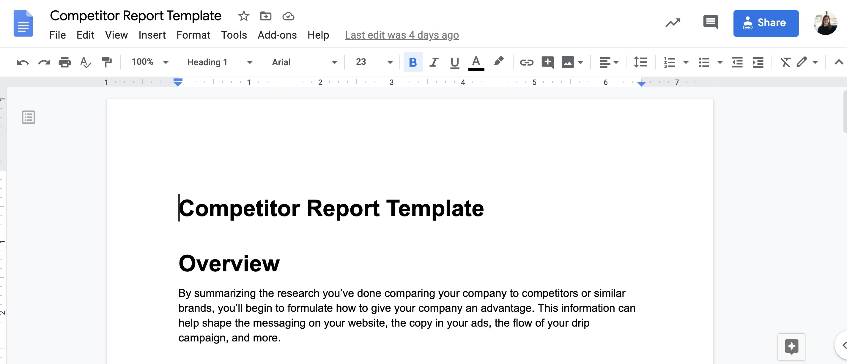 Competitor audit template.