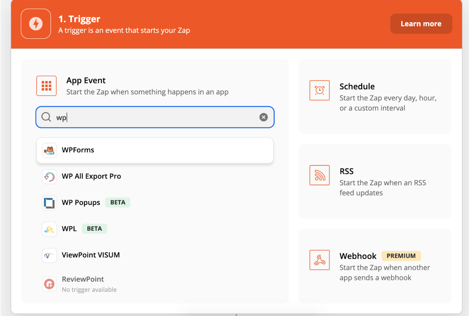 Select WPForms as your trigger
