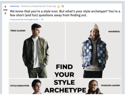 Canoe Clube Reddit Ad