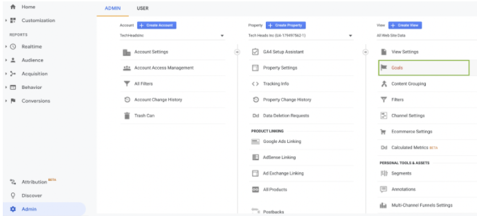 setting up goals in google analytics
