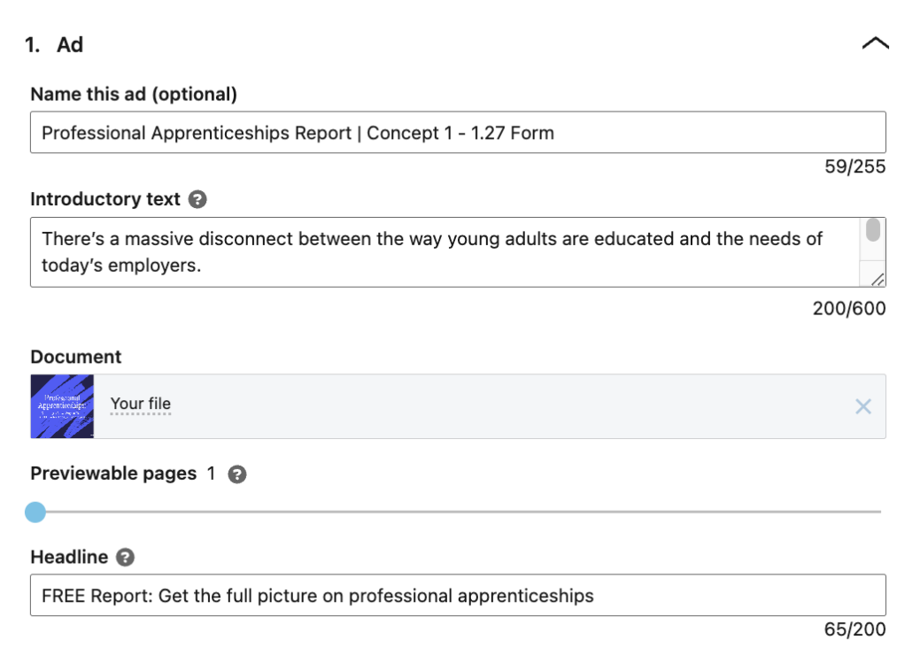 linkedin campaign document ads