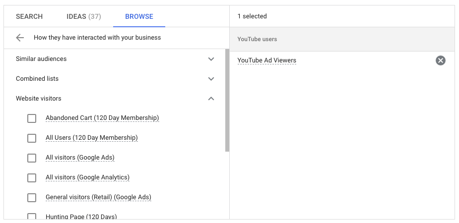 Retargeting YouTube ad audiences.